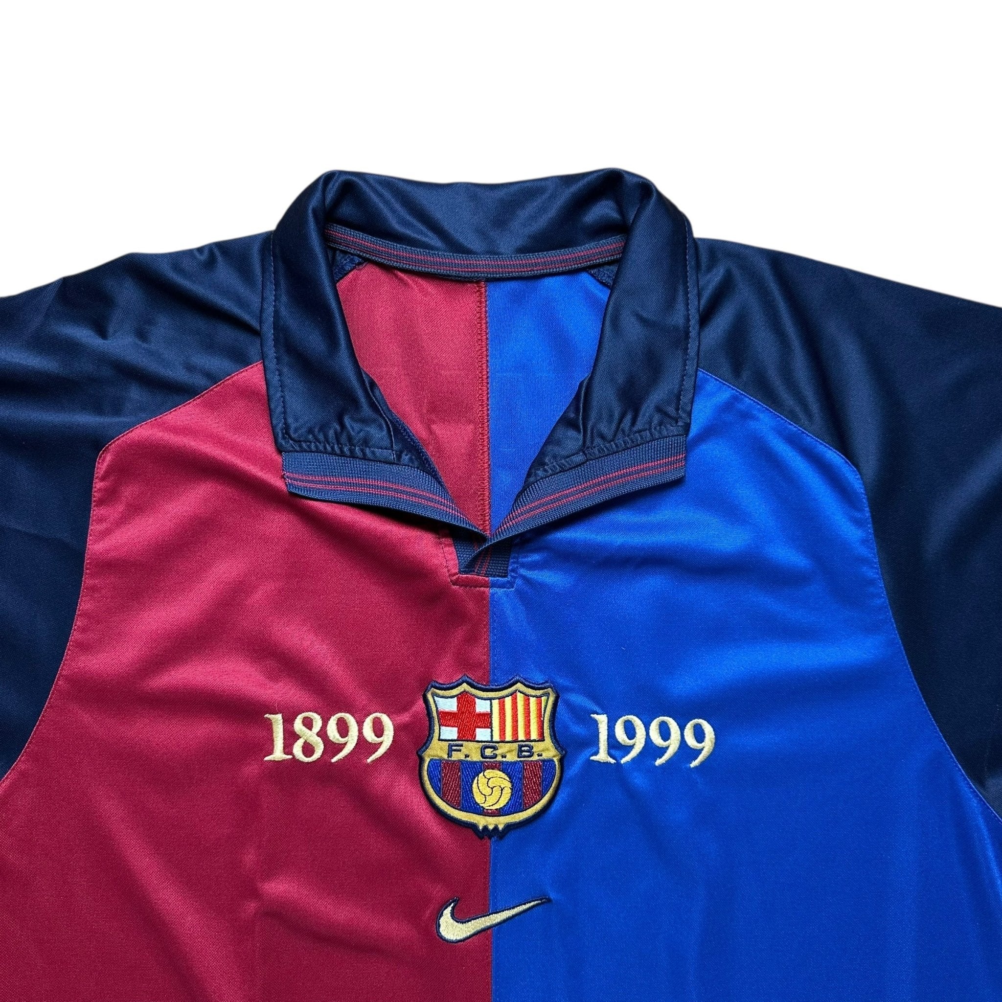 Barcelona 1999 - 00 Home Shirt (M) Rivaldo 10 - Kitplug