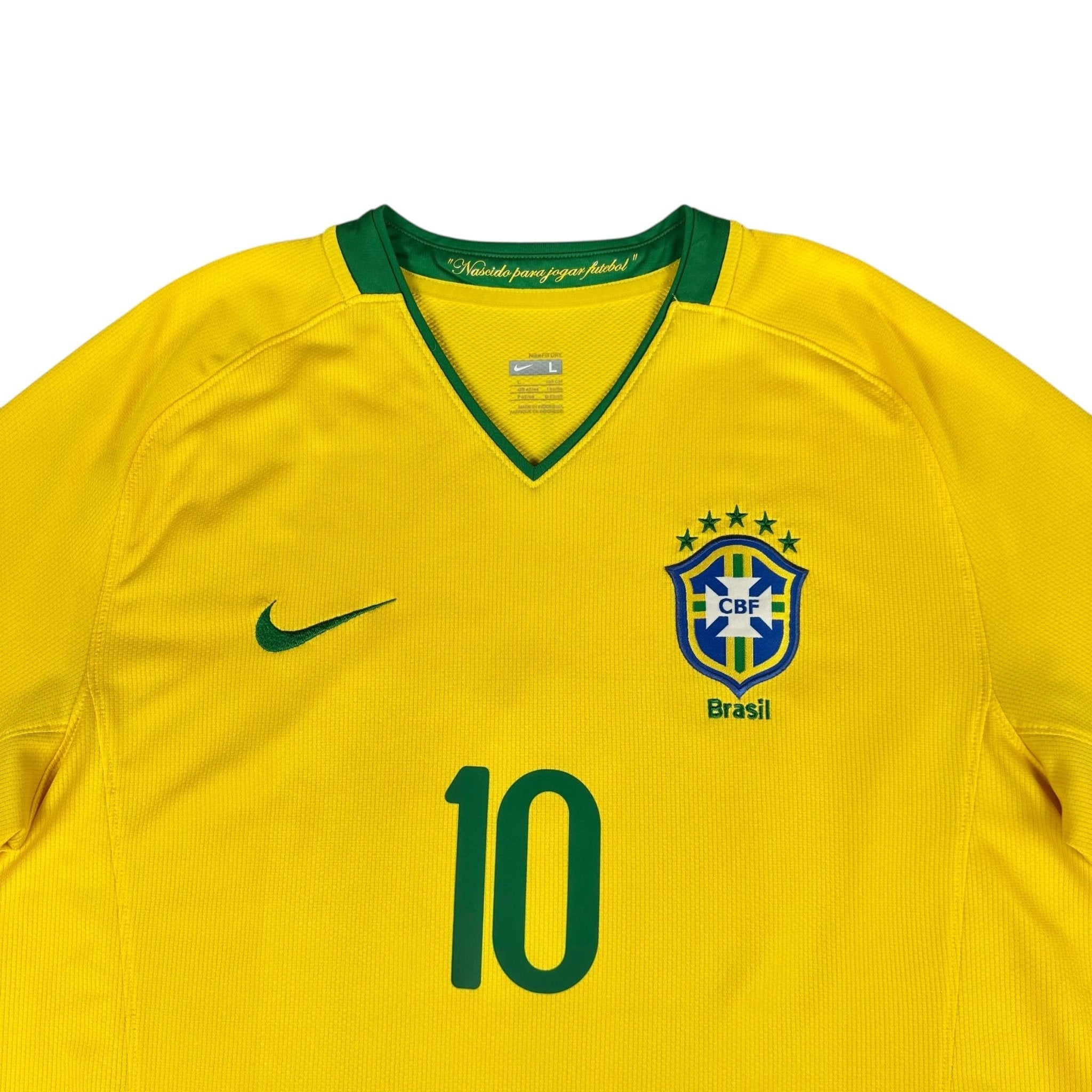 Brazil 2008 Home Shirt (L) Ronaldinho #10 - Kitplug